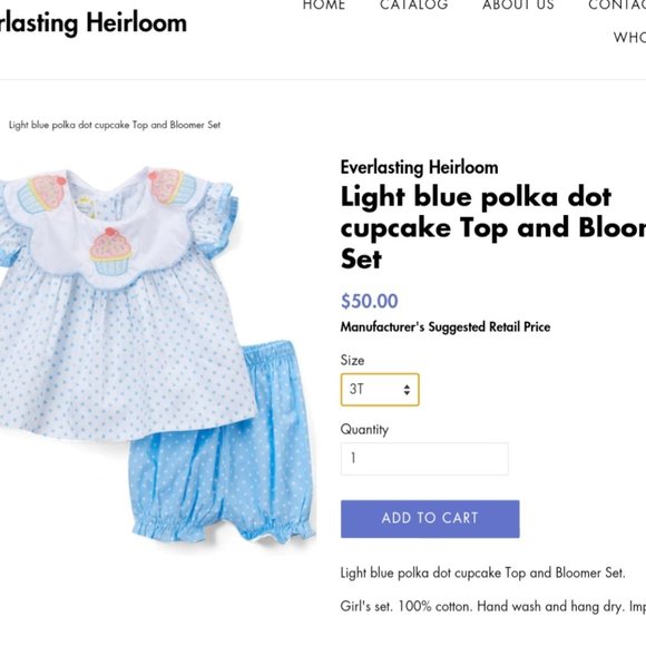 'EVERLASTING HEIRLOOM' SCALLOP NECK EMBROIDE CUPCAKE TOP & BLOOMER 2-PIECE SET - Picture 13 of 14